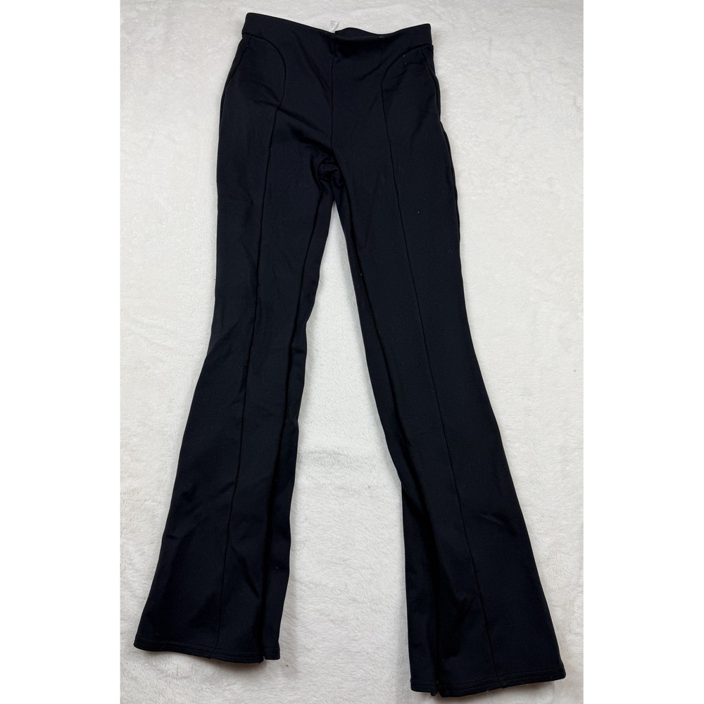 Alo Yoga Womens Black Flared Leggings Zipper Hem Yoga Pants Small